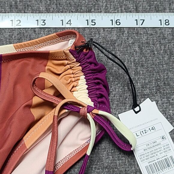 Shade & Shore Bikini Bottom Womens Large High Waist Striped Cheeky‎ Swimsuit - Picture 5 of 7